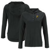 Pittsburgh Pirates Cutter & Buck Women's Coastline Epic Comfort Eco Recycled Hoodie Raglan Long Sleeve T-Shirt Black