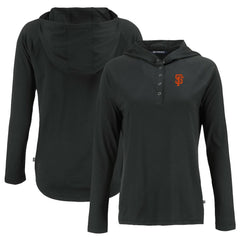 San Francisco Giants Cutter & Buck Women's Coastline Epic Comfort Eco Recycled Hoodie Raglan Long Sleeve T-Shirt Black