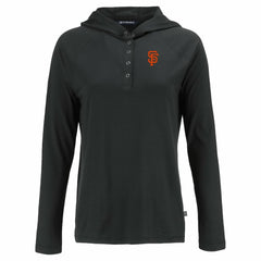 San Francisco Giants Cutter & Buck Women's Coastline Epic Comfort Eco Recycled Hoodie Raglan Long Sleeve T-Shirt Black