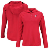 Texas Rangers Cutter & Buck Women's Coastline Epic Comfort Eco Recycled Hoodie Raglan Long Sleeve T-Shirt Red