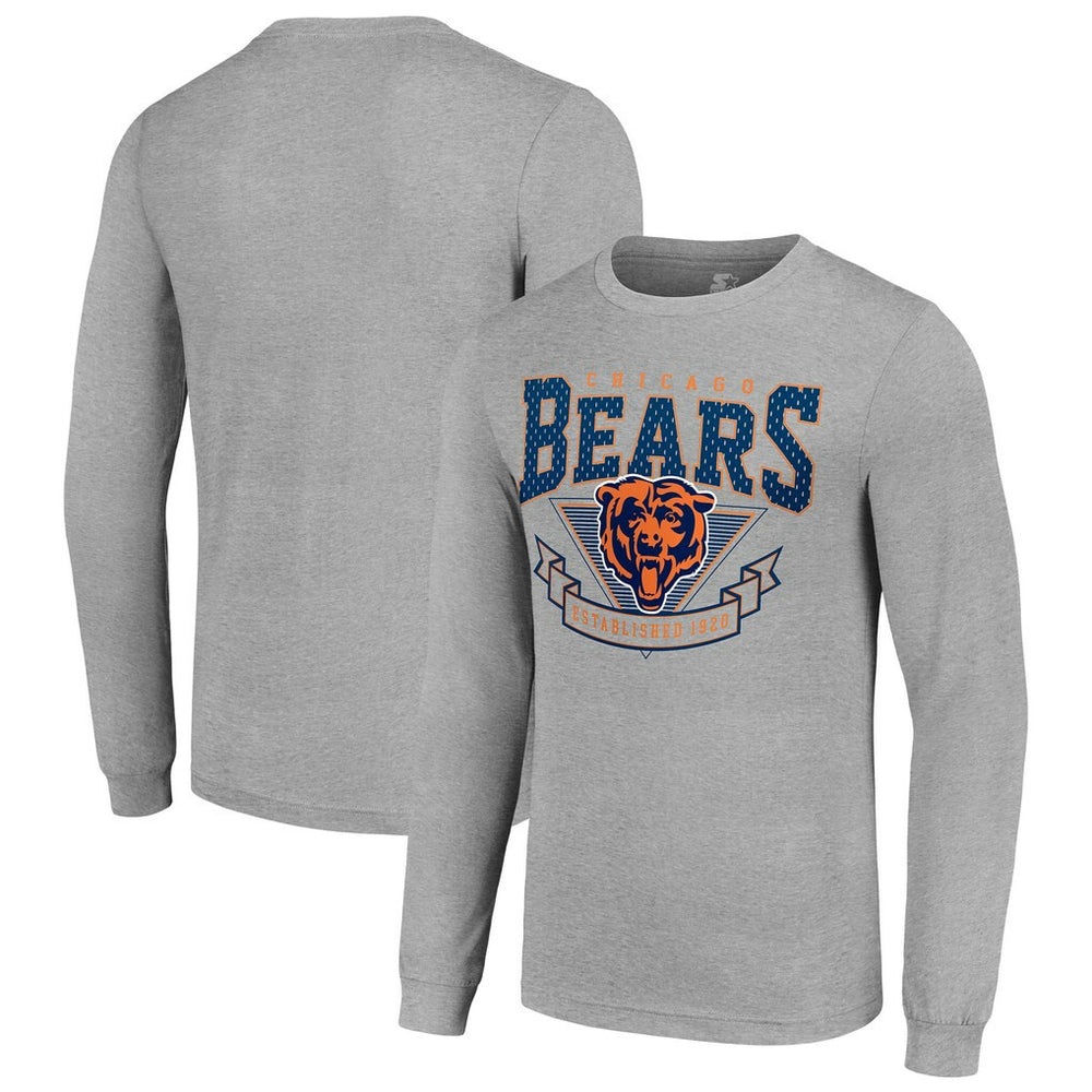 Chicago Bears Starter '80s Inspired Team Logo Long Sleeve T-Shirt - Heather Gray discount
