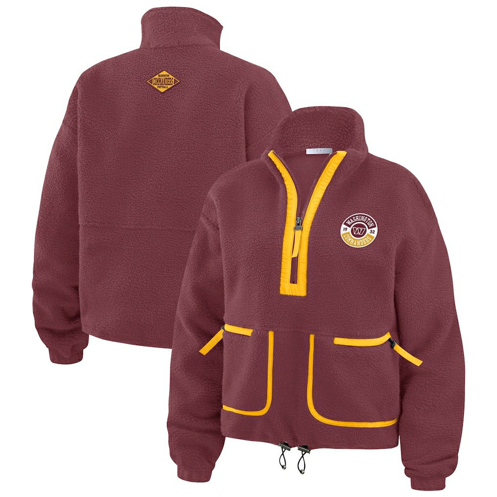 Washington Commanders WEAR by Erin Andrews Women's Polar Fleece Half-Zip Jacket - Burgundy discount