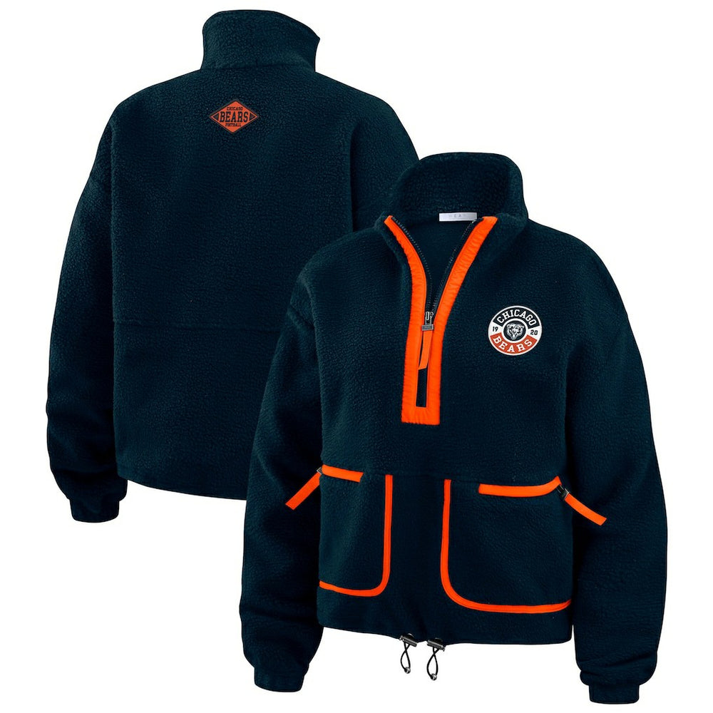 Chicago Bears WEAR by Erin Andrews Women's Polar Fleece Half-Zip Jacket - Navy cheap