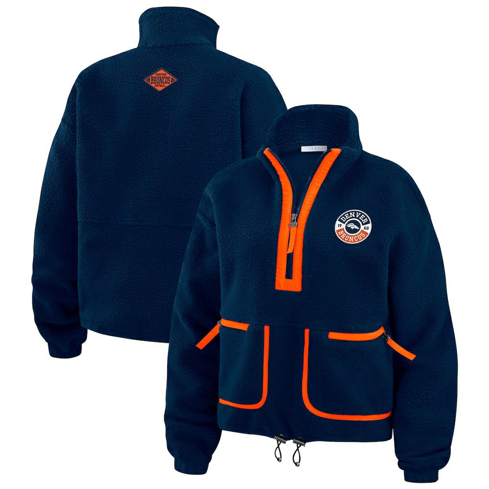 Denver Broncos WEAR by Erin Andrews Women's Polar Fleece Half-Zip Jacket - Navy on sale