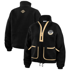 New Orleans Saints WEAR by Erin Andrews Women's Polar Fleece Half-Zip Jacket - Black on sale