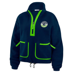 Seattle Seahawks WEAR by Erin Andrews Women's Polar Fleece Half-Zip Jacket - College Navy for sale