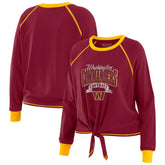 Washington Commanders WEAR by Erin Andrews Women's Tie-Front Long Sleeve Top - Burgundy/Gold cheap