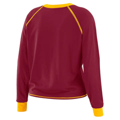 Washington Commanders WEAR by Erin Andrews Women's Tie-Front Long Sleeve Top - Burgundy/Gold cheap