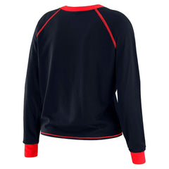 Houston Texans WEAR by Erin Andrews Women's Tie-Front Long Sleeve Top - Navy/Red outlet