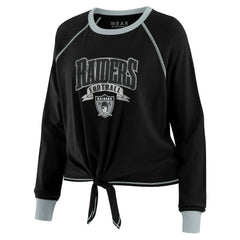 Las Vegas Raiders WEAR by Erin Andrews Women's Tie-Front Long Sleeve Top - Black/Gray online