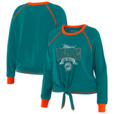 Miami Dolphins WEAR by Erin Andrews Women's Tie-Front Long Sleeve Top - Aqua/Orange outlet