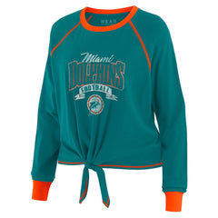 Miami Dolphins WEAR by Erin Andrews Women's Tie-Front Long Sleeve Top - Aqua/Orange outlet