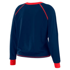 New York Giants WEAR by Erin Andrews Women's Tie-Front Long Sleeve Top - Navy/Red sale