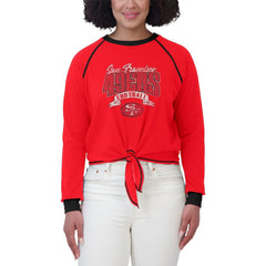 San Francisco 49ers WEAR by Erin Andrews Women's Tie-Front Long Sleeve Top - Scarlet/Black online