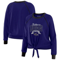 Baltimore Ravens WEAR by Erin Andrews Women's Tie-Front Long Sleeve Top - Purple/Black sale