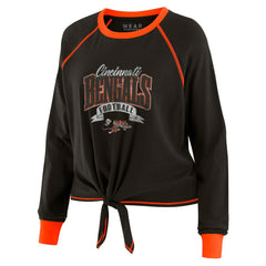 Cincinnati Bengals WEAR by Erin Andrews Women's Tie-Front Long Sleeve Top - Black/Orange outlet