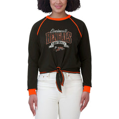 Cincinnati Bengals WEAR by Erin Andrews Women's Tie-Front Long Sleeve Top - Black/Orange outlet