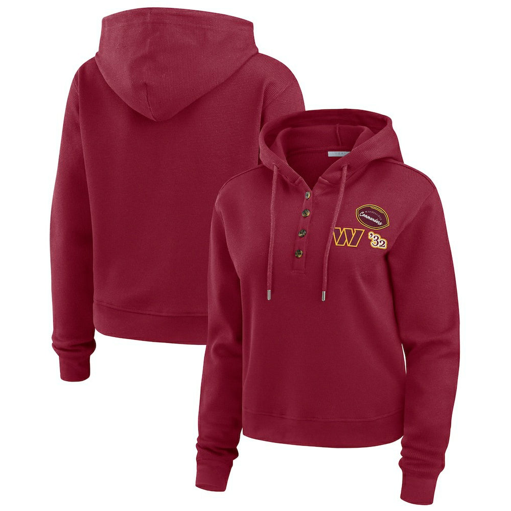 Washington Commanders WEAR by Erin Andrews Women's Waffle Hoodie Pullover Top - Burgundy for sale