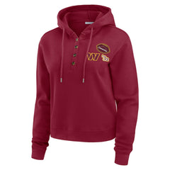 Washington Commanders WEAR by Erin Andrews Women's Waffle Hoodie Pullover Top - Burgundy for sale