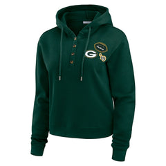 Green Bay Packers WEAR by Erin Andrews Women's Waffle Hoodie Pullover Top - Green sale