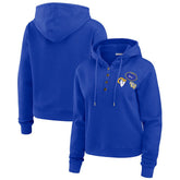 Los Angeles Rams WEAR by Erin Andrews Women's Waffle Hoodie Pullover Top - Royal outlet
