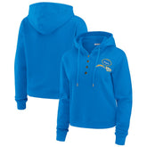 Los Angeles Chargers WEAR by Erin Andrews Women's Waffle Hoodie Pullover Top - Powder Blue outlet