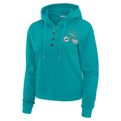 Miami Dolphins WEAR by Erin Andrews Women's Waffle Hoodie Pullover Top - Aqua for sale