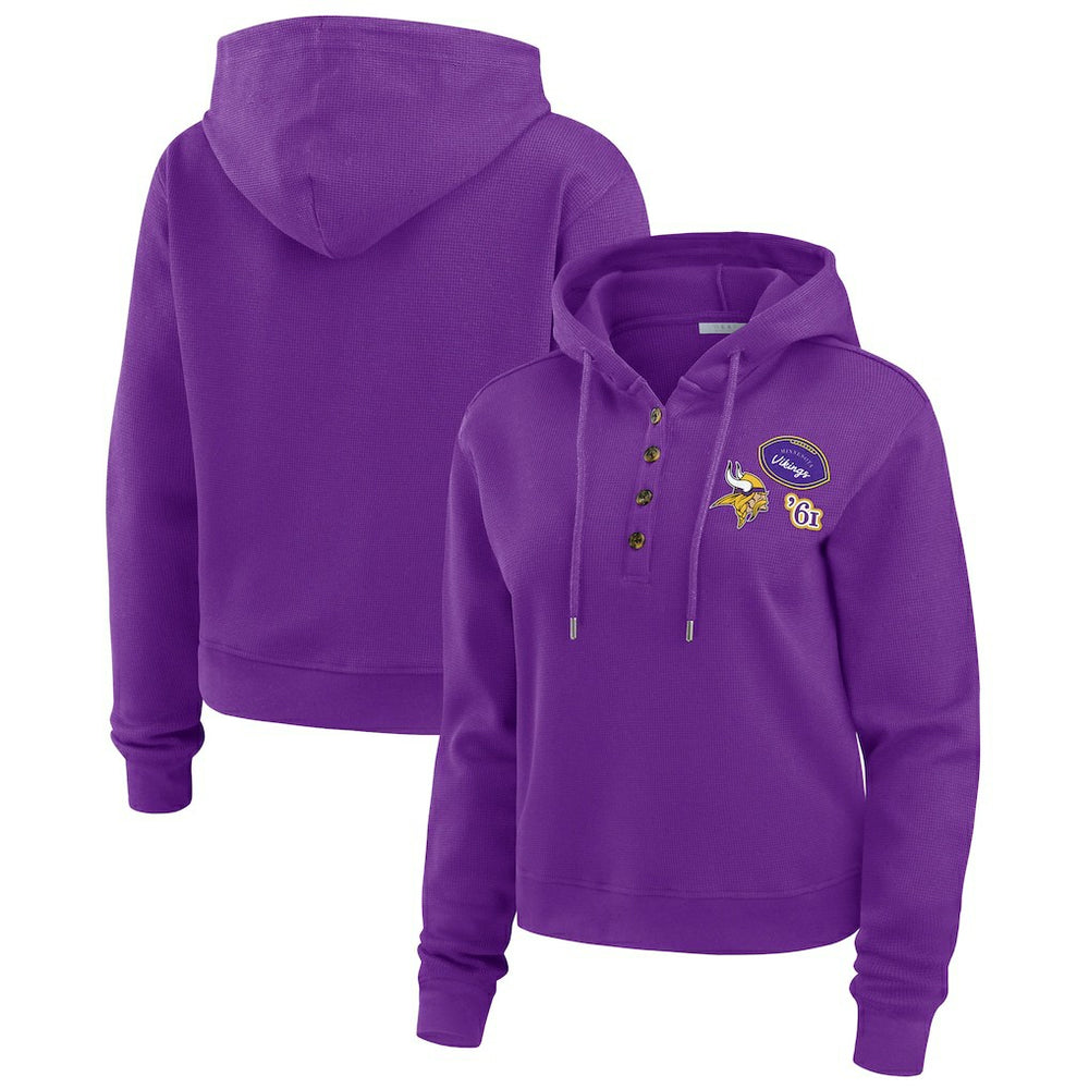 Minnesota Vikings WEAR by Erin Andrews Women's Waffle Hoodie Pullover Top - Purple sale