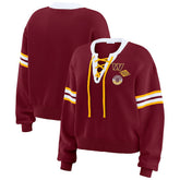 Washington Commanders WEAR by Erin Andrews Women's Lace-Up Pullover Sweatshirt - Burgundy discount