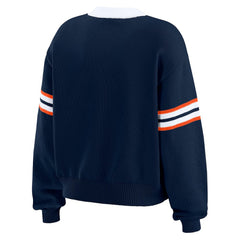 Denver Broncos WEAR by Erin Andrews Women's Lace-Up Pullover Sweatshirt - Navy for sale