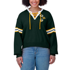 Green Bay Packers WEAR by Erin Andrews Women's Lace-Up Pullover Sweatshirt - Green discount