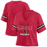 Arizona Cardinals WEAR by Erin Andrews Women's Color Block Boxy Modest Crop V-Neck T-Shirt - Cardinal cheap