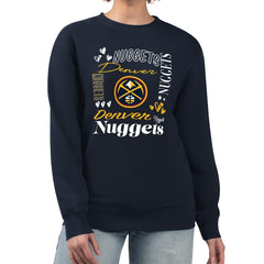 Denver Nuggets G-III 4Her by Carl Banks Women's Collage Team Name Fleece Pullover Sweatshirt sale - Navy sale