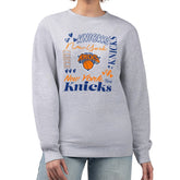 New York Knicks G-III 4Her by Carl Banks Women's Collage Team Graphic Fleece Pullover Sweatshirt - Heather Gray discount