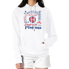 Detroit Pistons G-III 4Her by Carl Banks Women's Team Collage Graphic Fleece Pullover Hoodie sale - White for sale