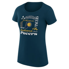 Indiana Pacers G-III 4Her by Carl Banks Women's Super-Slim Fit Lightweight Team Name Collage Graphic T-Shirt - Navy for sale