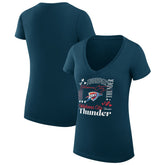 Oklahoma City Thunder G-III 4Her by Carl Banks Women's Super-Slim Fit Lightweight Team Name Collage Graphic V-Neck T-Shirt - Navy sale