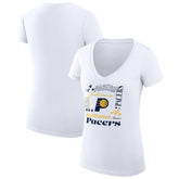 Indiana Pacers G-III 4Her by Carl Banks Women's Super-Slim Fit Lightweight Team Name Collage Graphic V-Neck T-Shirt - White outlet