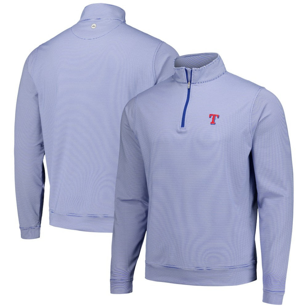 Texas Rangers Peter Millar Perth Sugar Stripe Performance Quarter-Zip Top Royal