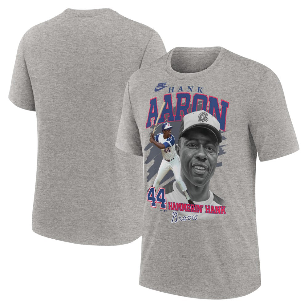 Hank Aaron Atlanta Braves Cooperstown Collection Player Local T-Shirt Heather Gray