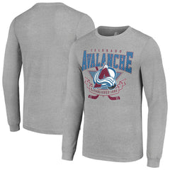 Colorado Avalanche Starter '80s Inspired Team Logo Long Sleeve T-Shirt - Heather Gray T-shirts