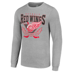 Detroit Red Wings Starter '80s Inspired Team Logo Long Sleeve T-Shirt - Heather Gray T-shirts