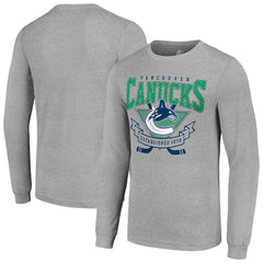 Vancouver Canucks Starter '80s Inspired Team Logo Long Sleeve T-Shirt - Heather Gray T-shirts