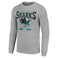 San Jose Sharks Starter '80s Inspired Team Logo Long Sleeve T-Shirt - Heather Gray T-shirts