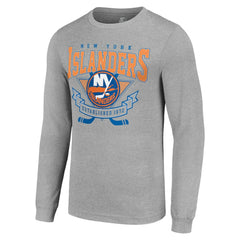 New York Islanders Starter '80s Inspired Team Logo Long Sleeve T-Shirt - Heather Gray T-shirts