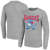 New York Rangers Starter '80s Inspired Team Logo Long Sleeve T-Shirt - Heather Gray T-shirts