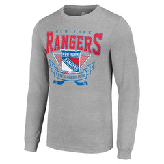 New York Rangers Starter '80s Inspired Team Logo Long Sleeve T-Shirt - Heather Gray T-shirts