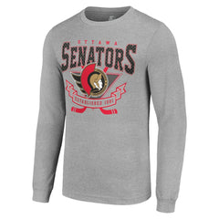 Ottawa Senators Starter '80s Inspired Team Logo Long Sleeve T-Shirt - Heather Gray T-shirts