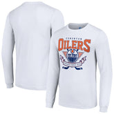 Edmonton Oilers Starter Team Logo Graphic Long Sleeve T-Shirt - White T-shirts