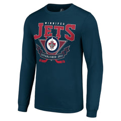 Winnipeg Jets Starter Team Logo Graphic Long Sleeve T-Shirt - Navy T-shirts